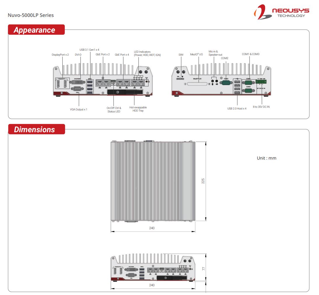 Neousys Nuvo-5006LP Dimensions