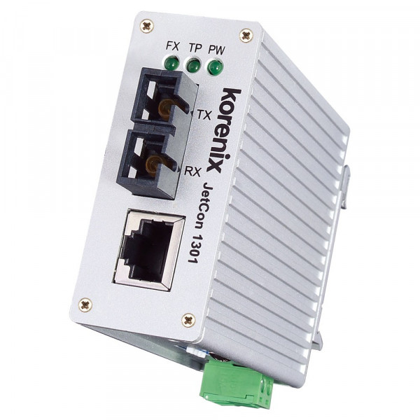 JetCon 1301-mw Slim-sized Fast Ethernet to Fiber Media Converter