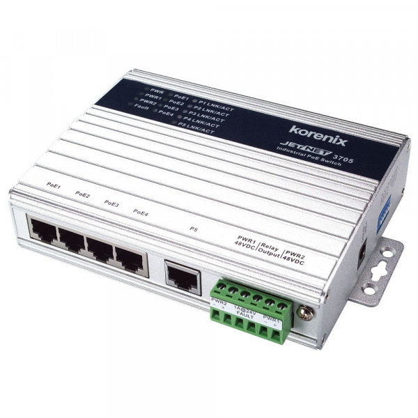 JetNet 3705 Industrial 5-port Power Over Ethernet Switch