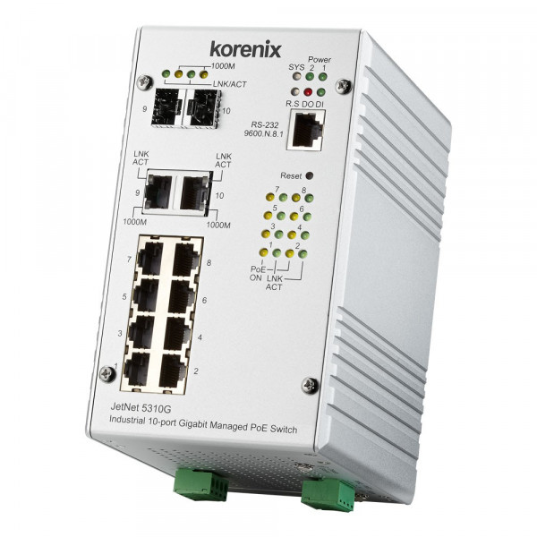 JetNet 5310G Industrial 8x PoE Managed Switch 2G IEEE802.3